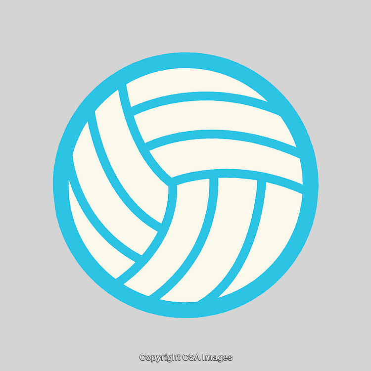 Blue and White Volleyball Symbol on a Grey Background