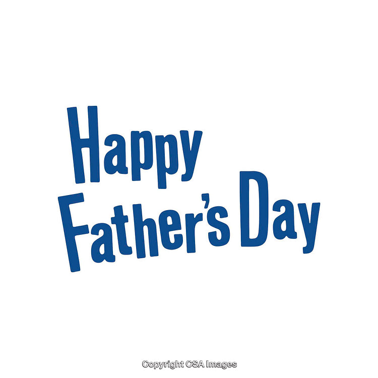 Happy Father's Day Typography in Bold Blue Letters on White Background