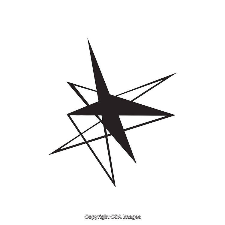Abstract Black and White Star Design with Sharp Angles on Solid Background