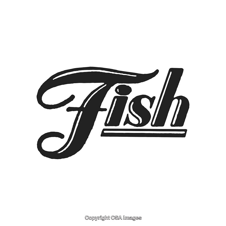 Retro Stylish Logo Design Featuring Artistic Typography of the Word 'Fish'