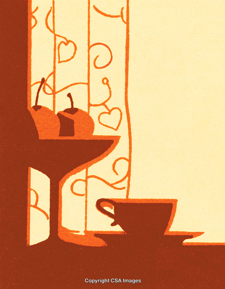 Minimalist Illustration of Apples and Cup with Warm Abstract Design