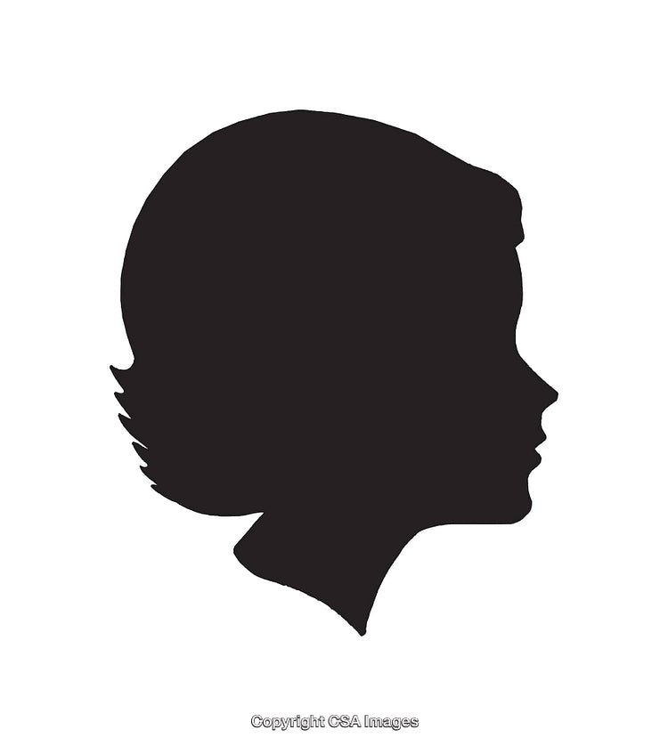 Silhouette of a Woman's Profile in Black on White Background