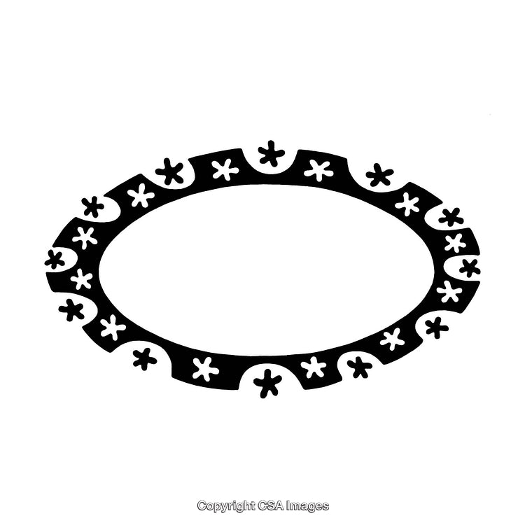 Elegant Black and White Flower Border in an Oval Design