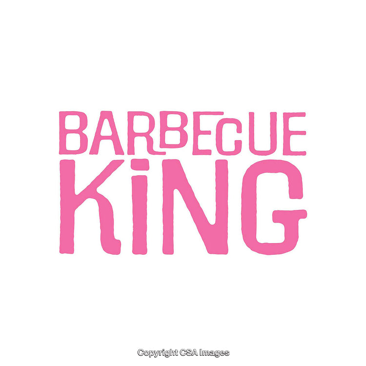 Bold Pink Barbecue King Text on White Background