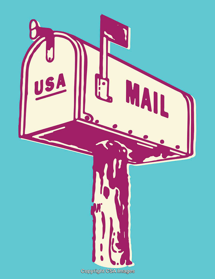 Retro Mailbox Illustration With Bold Colors and Vintage Design Elements