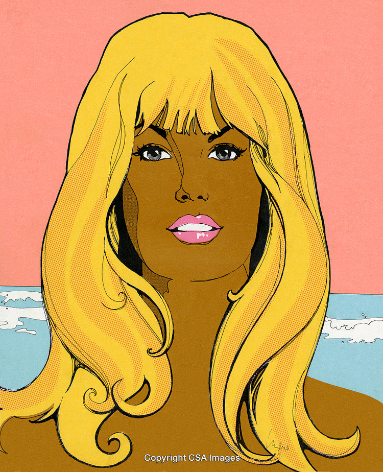Pop Art Styled Female Portrait With Vibrant Colors and Bold Expression