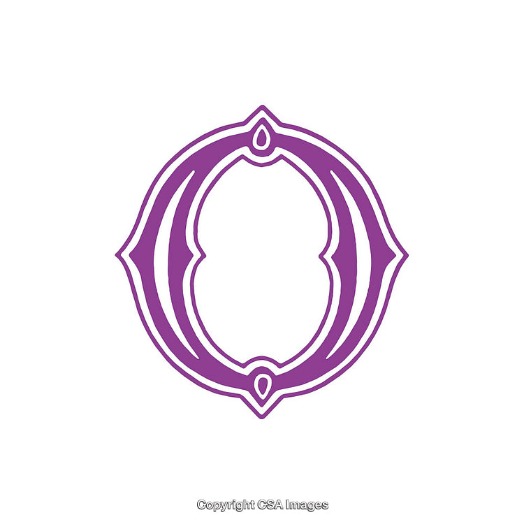 Intricate Purple Letter O Design with Decorative Elements