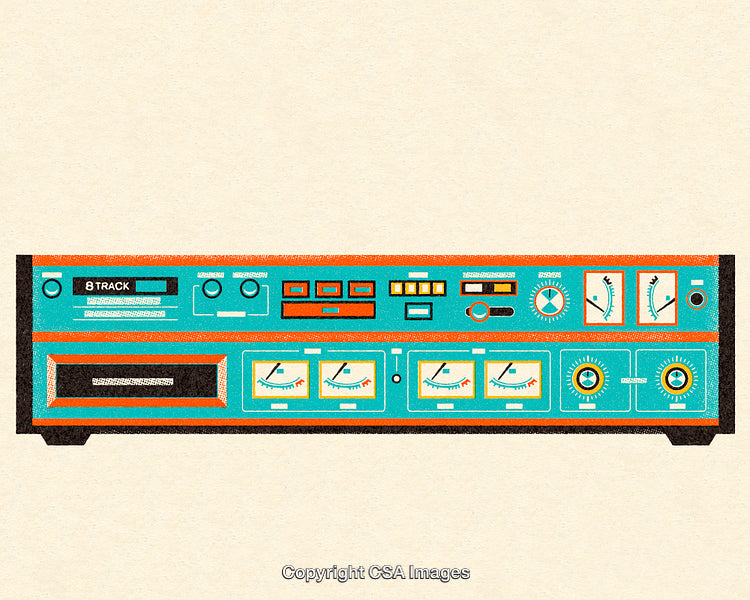 Retro Styled Illustration of a Vintage 8-Track Tape Player
