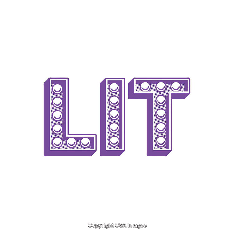 Purple Retro Themed Word Design with Decorative Circular Elements
