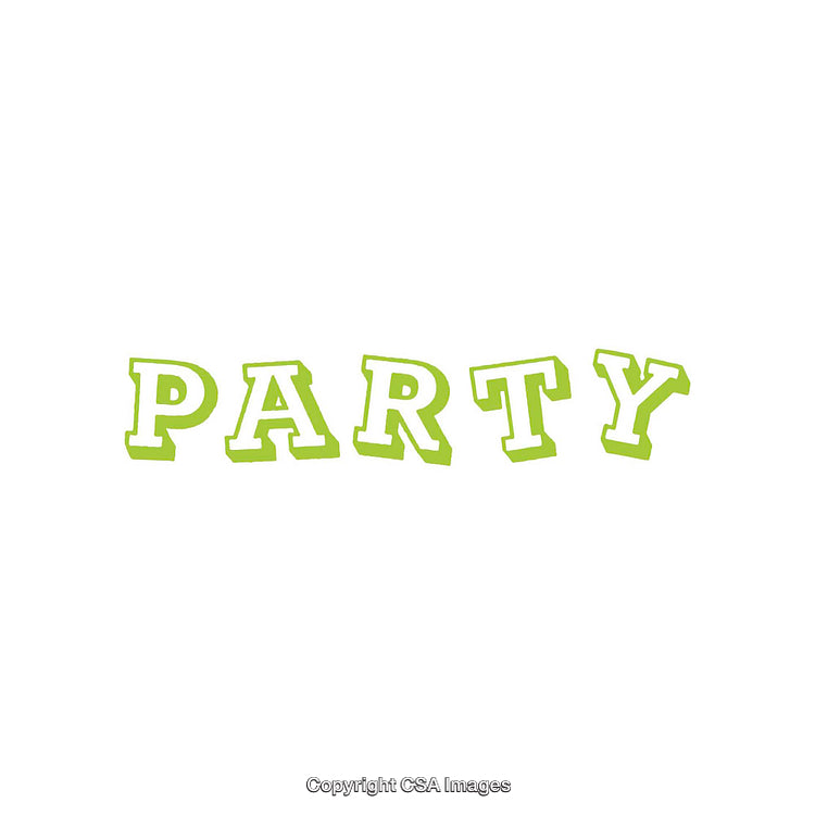 Text Illustration Depicting the Word 'Party' in a Green Playful Font