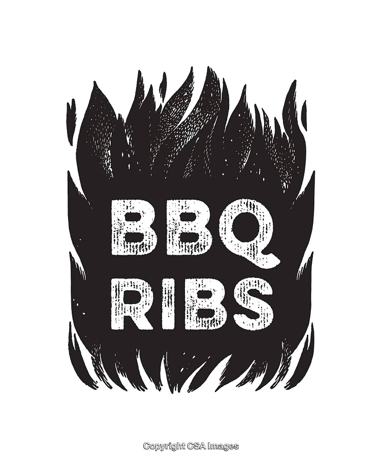 Rustic BBQ Ribs Illustration Featuring Flames for Culinary Art