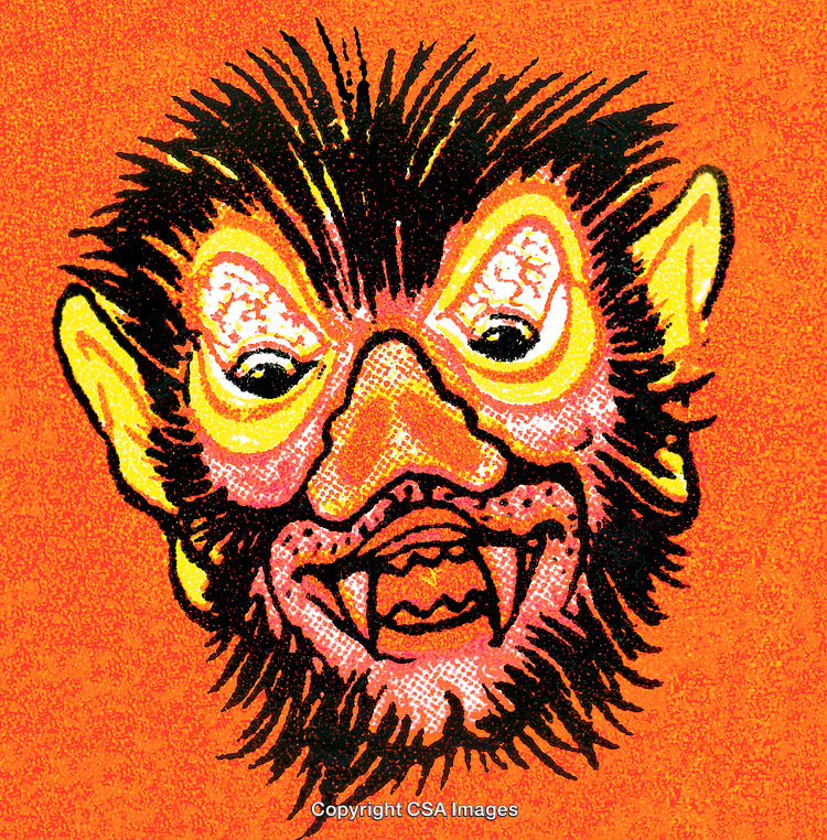 Colorful Illustration of a Monster with Bright Eyes and Fanged Expression