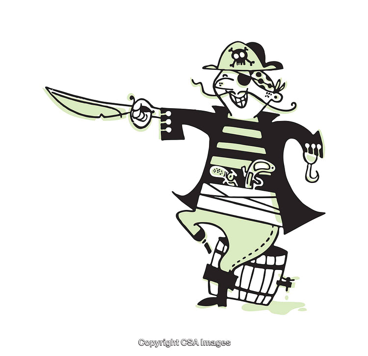 Cartoon Pirate Character Illustration Holding a Sword