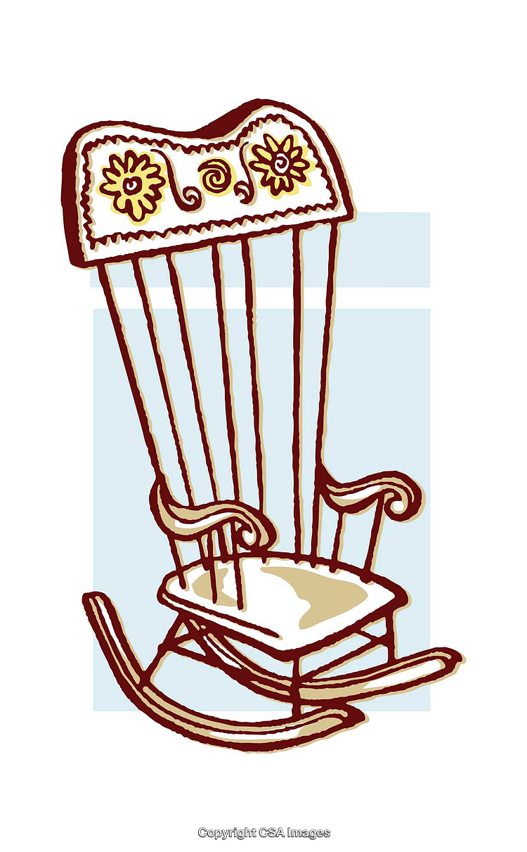 Illustration of a Rocking Chair with Artistic Floral Details