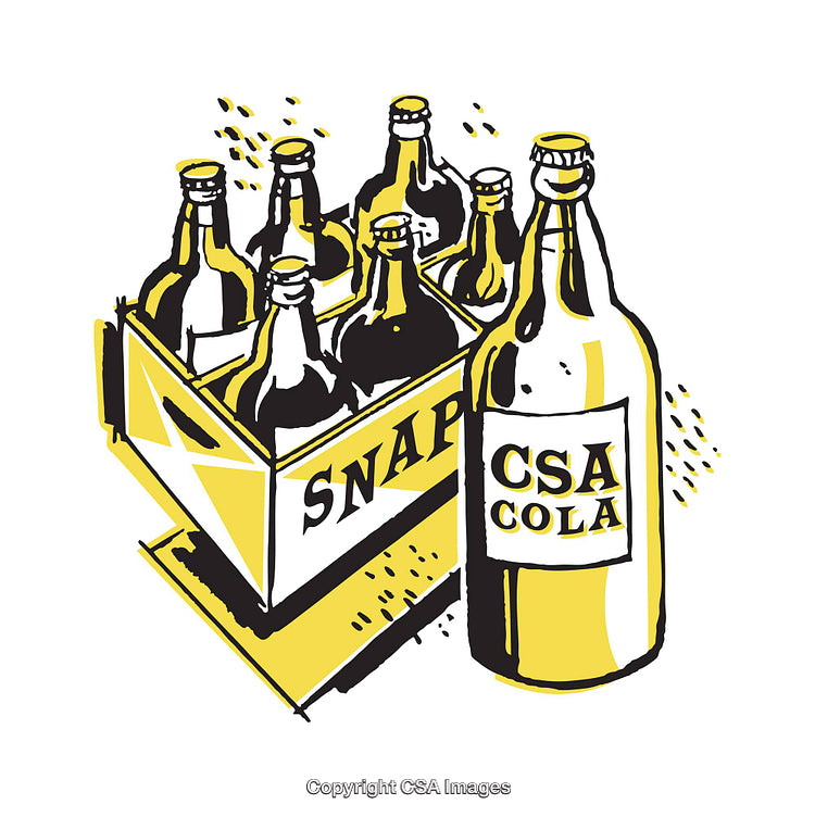 Vintage Soda Bottles in Crate Illustrated in Retro Style