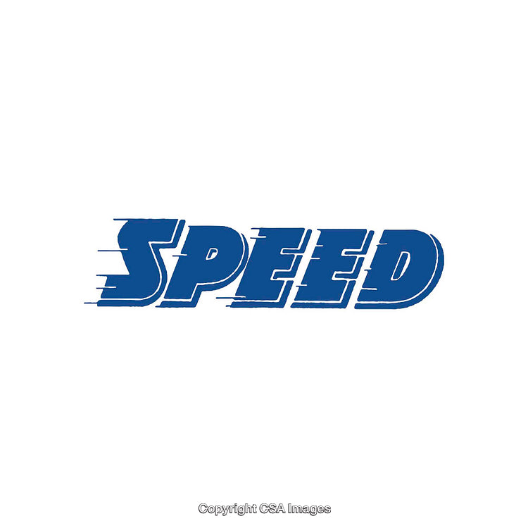 Dynamic Text Design Emphasizing Speed and Movement with Blue Lettering