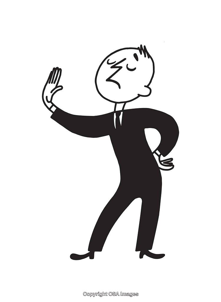 Black and White Line Art of a Confident Business Person in Suit