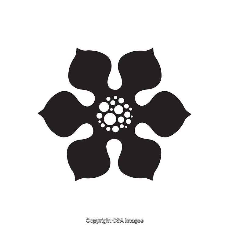 Black and White Flower Design with Circles Inside