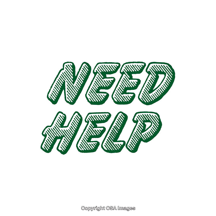 Green Text Illustration Design of Need Help on White Background