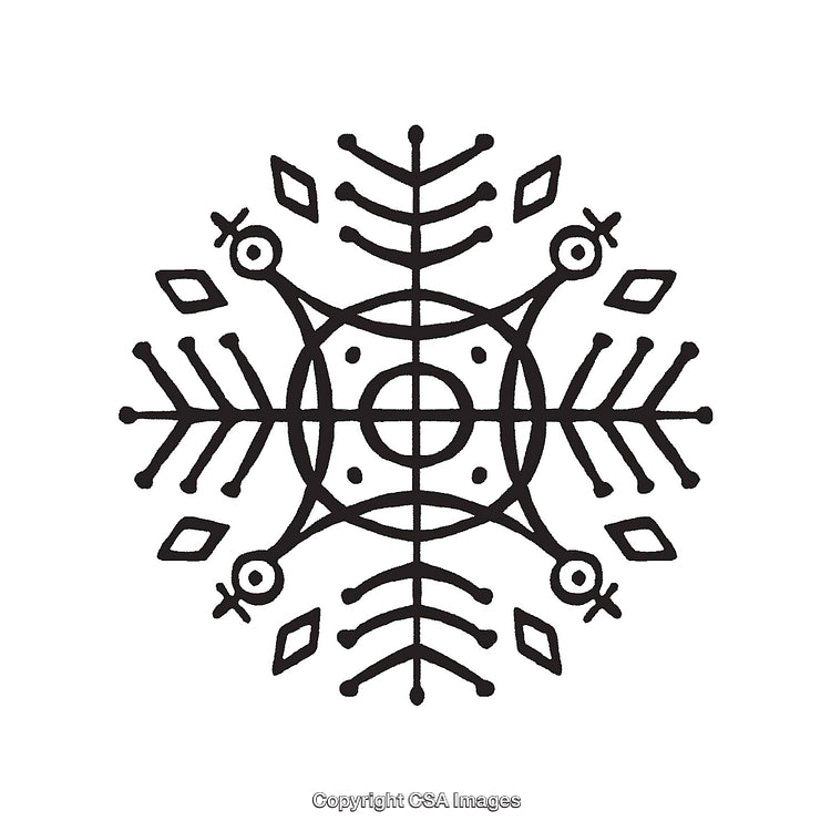 Intricate Black and White Symbolic Design With Geometrical and Nature Elements