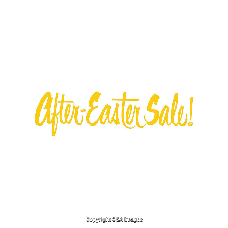 Bright Yellow After-Easter Sale Announcement Text on White Background