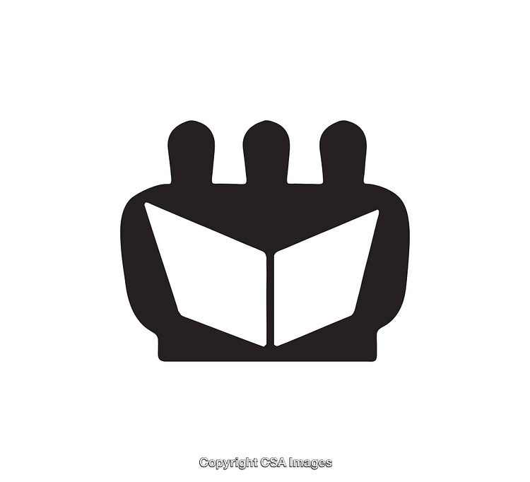 Black and White Group Reading Book Icon Design
