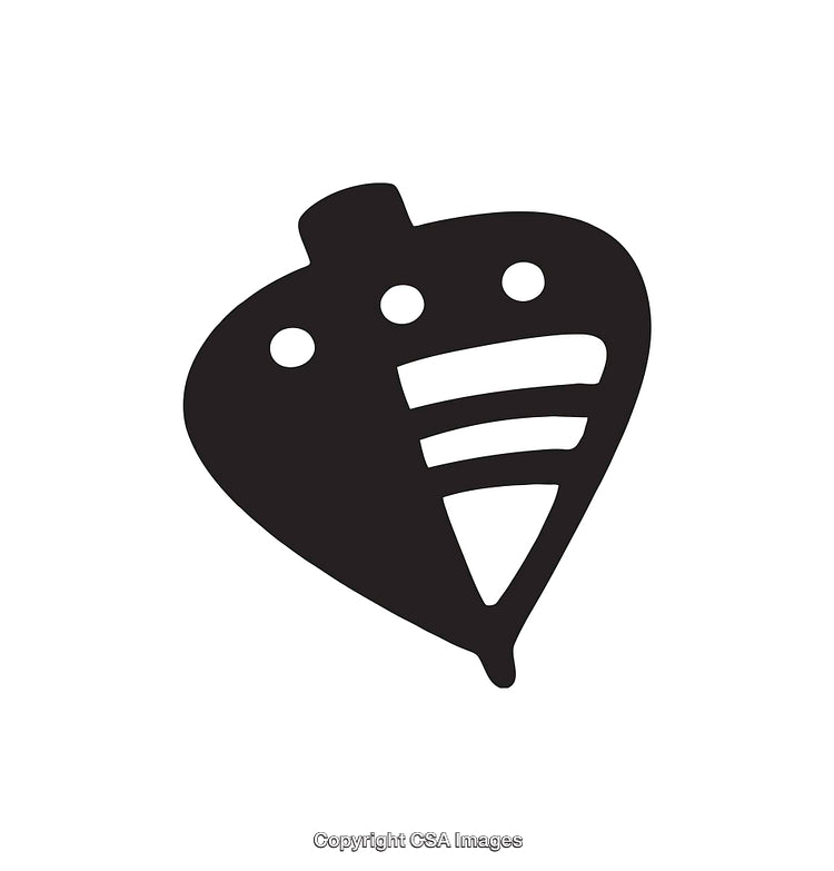 Black and White Illustration of a Simple Spinning Top Silhouette