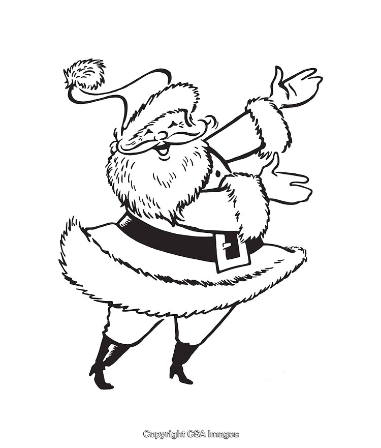 Festive Santa Claus Line Art Illustration in Black and White