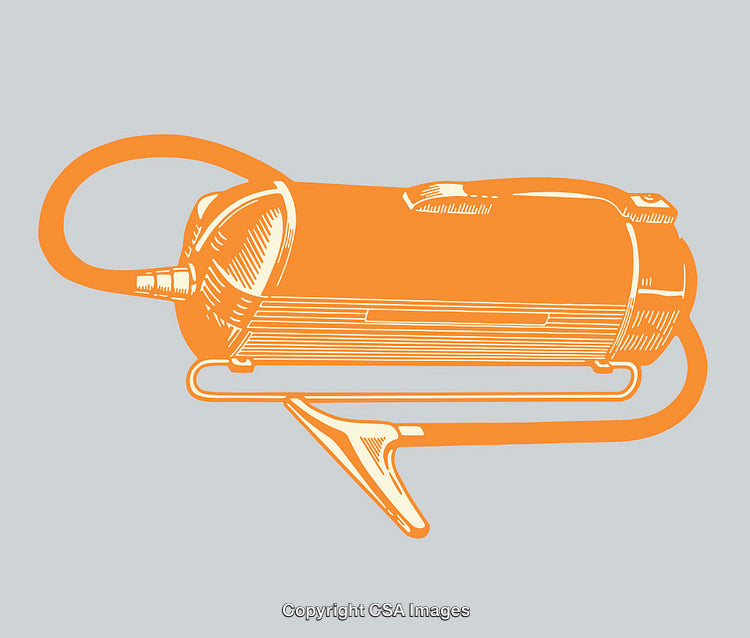 Line Art Illustration of a Retro Propane Torch in Orange and Gray