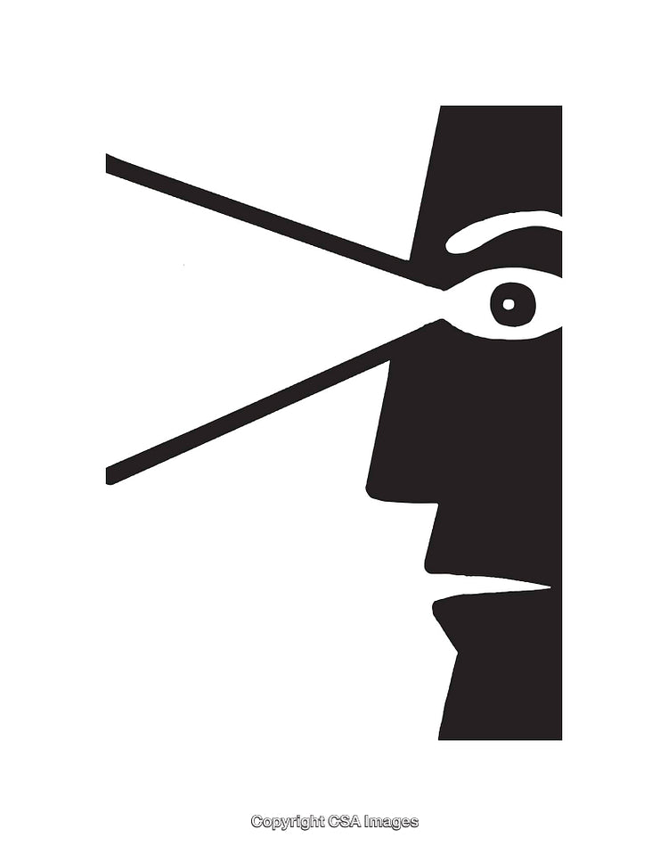 Minimalistic Black and White Illustration of Eye and Surrounding Lines