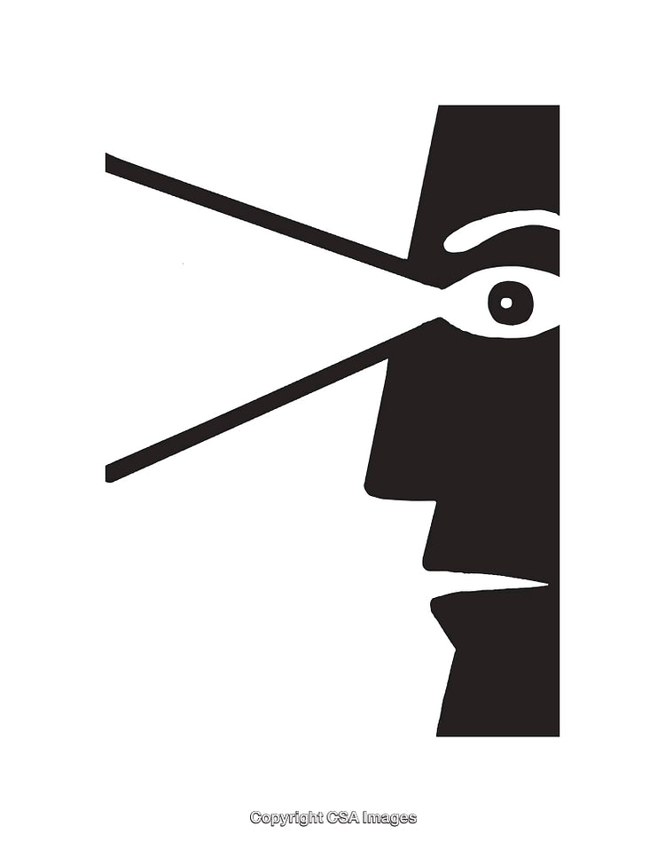 Minimalistic Black and White Illustration of Eye and Surrounding Lines