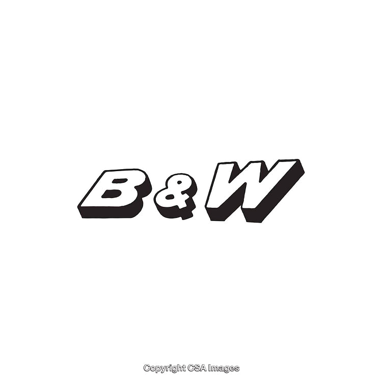 Bold Black and White 3D Stylized Letters and Characters Graphic