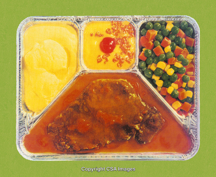 Retro Style Prepared Frozen Dinner With Meat and Vegetables