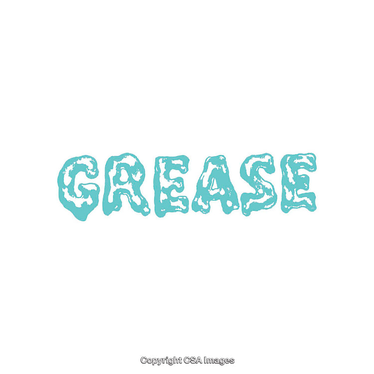 Stylized Blue Grease Text Design on a White Background