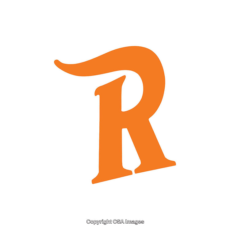 Stylized Orange Letter R on White Background Art Design