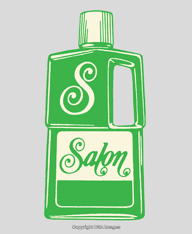 Simple Green Bottle with Vintage Typography on Neutral Background