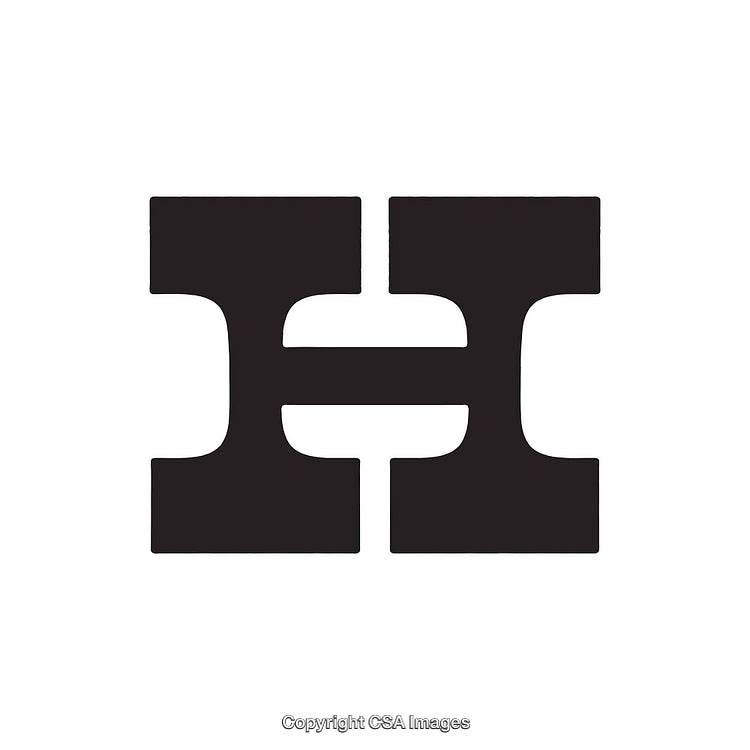 Letter H in Bold Monochrome Design on White Background