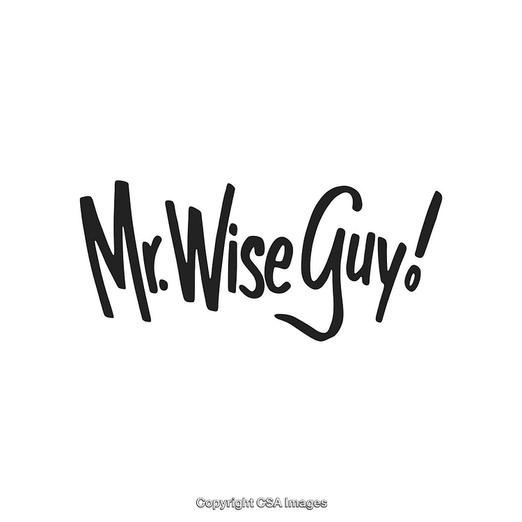 Stylish Typography Illustrating the Phrase 'Mr. Wise Guy' in a Playful Design