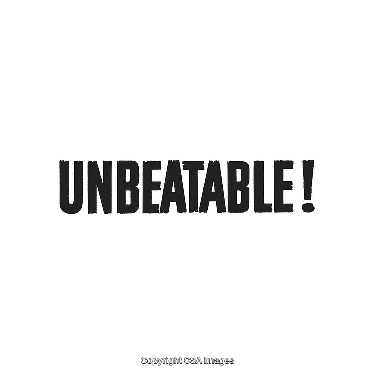 Bold Typography Highlighting the Inspiring Word 'Unbeatable' on White Background