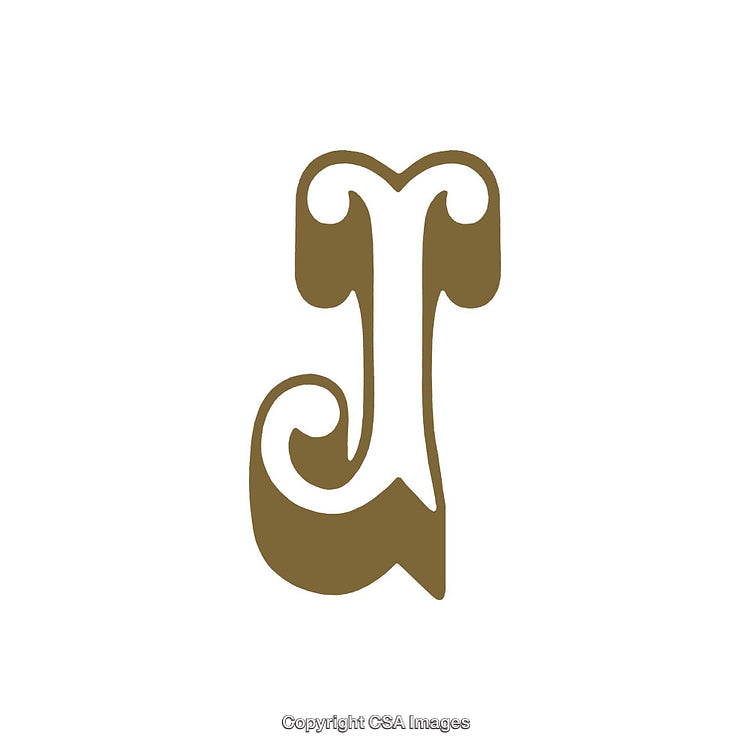 Elegant Gold Ornamental Typeface Letter J Design on White Background