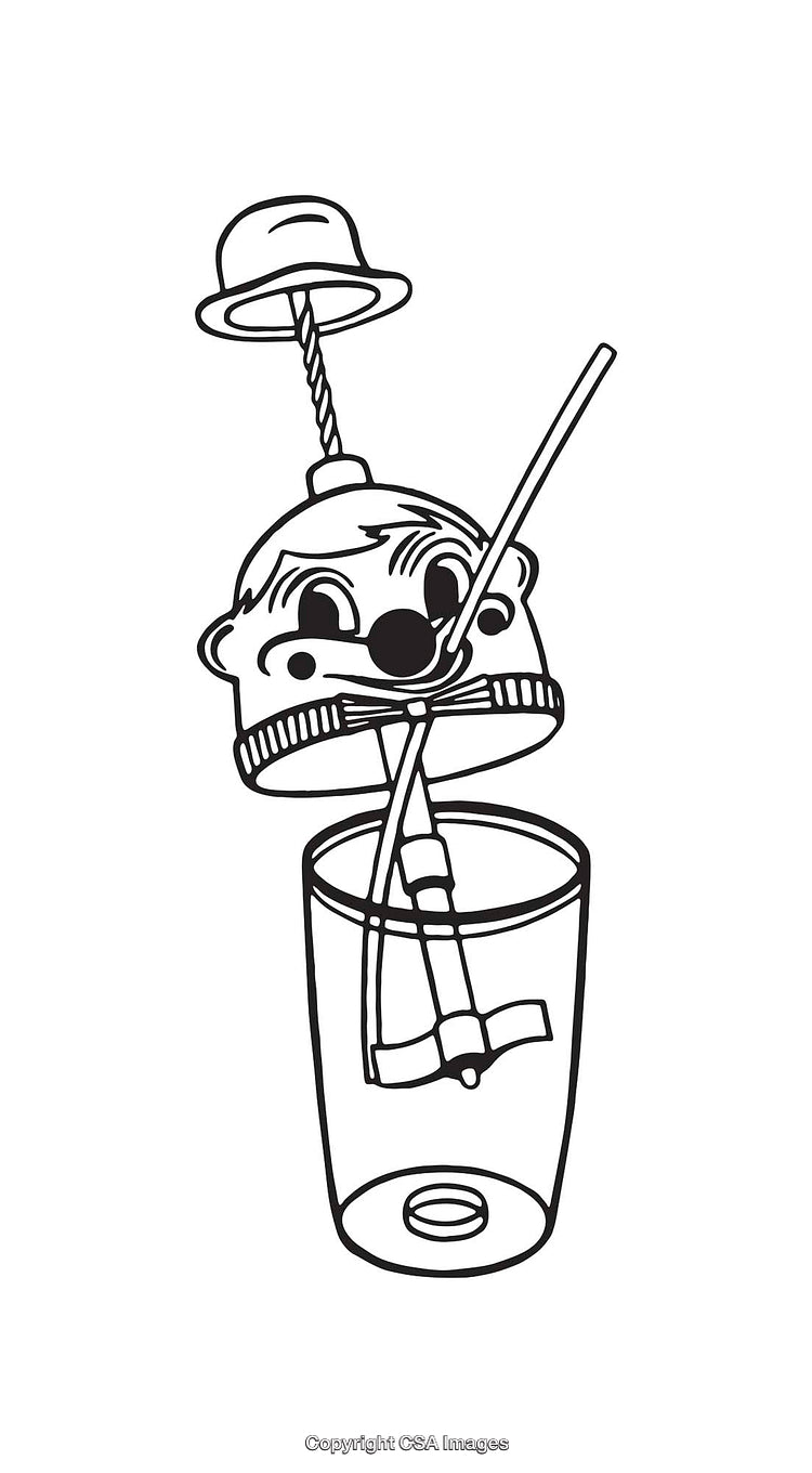 Black and White Line Art of a Fun Character Design