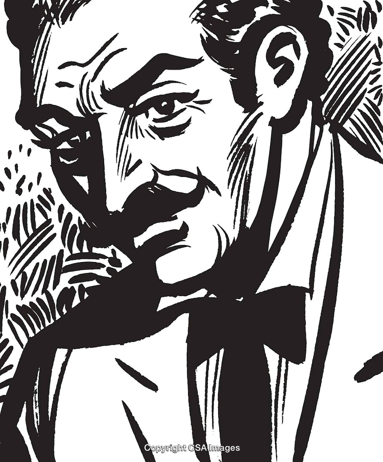 Artistic Black and White Portrait of a Classic Gentleman with Stylish Mustache