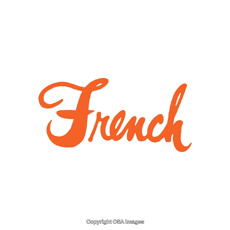Elegant Script Typography in Bold Orange Featuring the Word 'French'