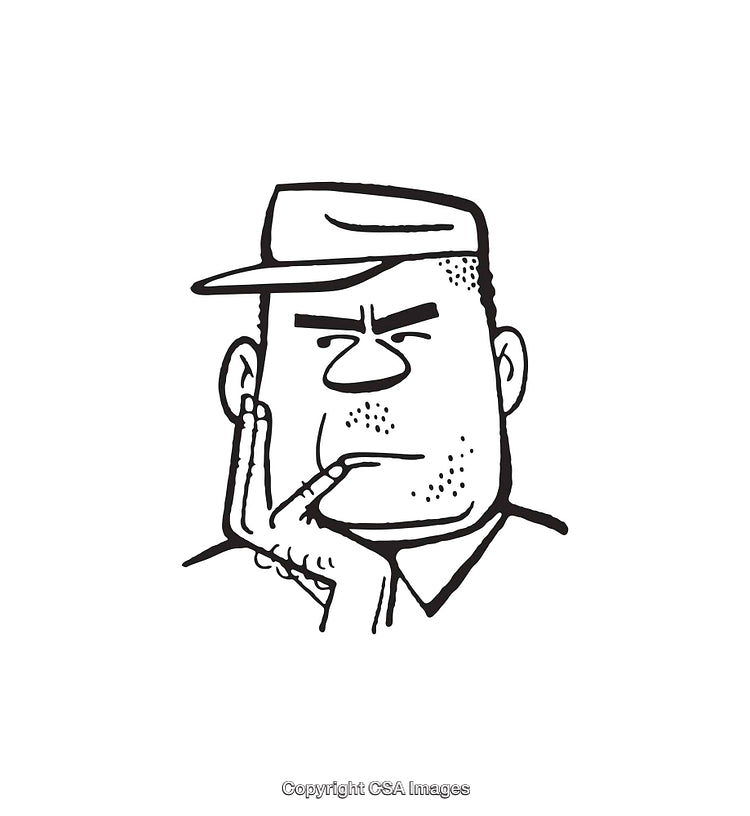 Black and White Sketch of a Man in Thoughtful Expression