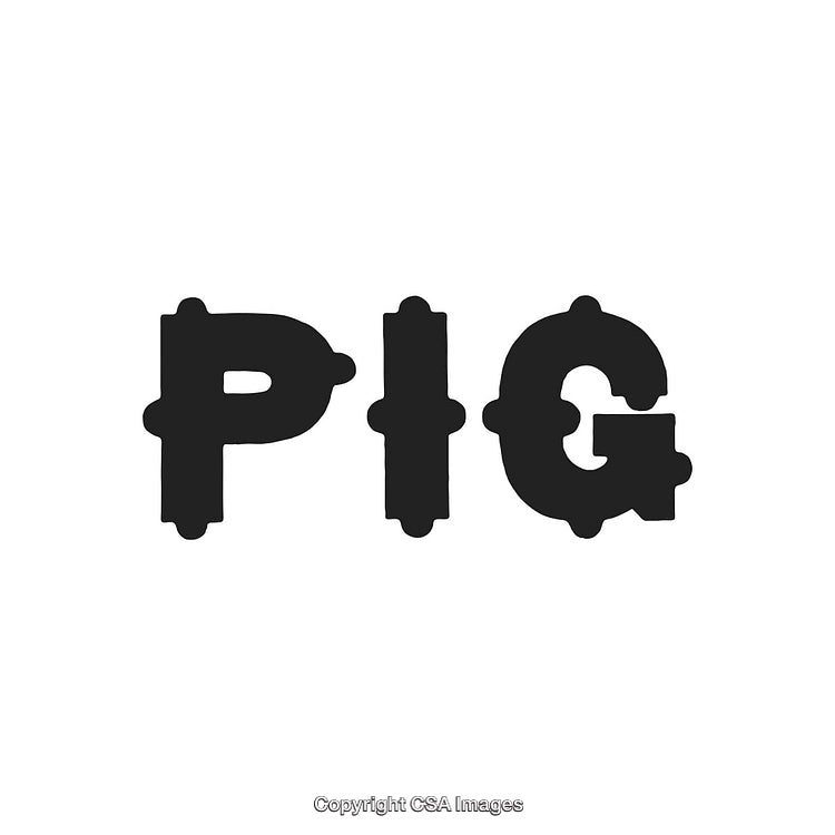 Black Stenciled Font of the Word Pig on White Background
