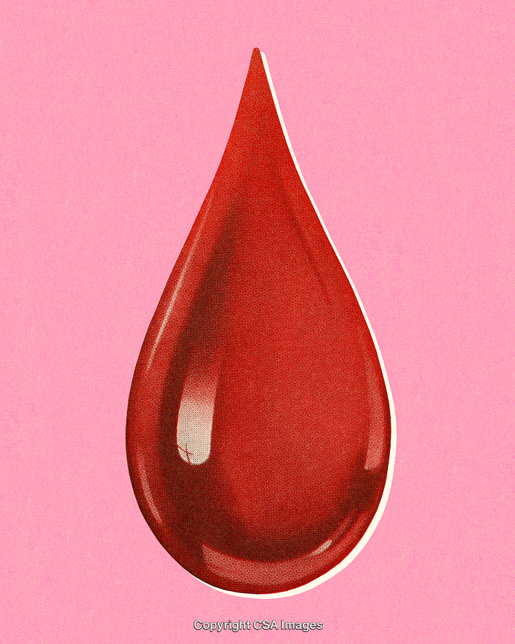 Red Blood Drop Illustration on Bright Pink Background for Medical and Artistic Concepts
