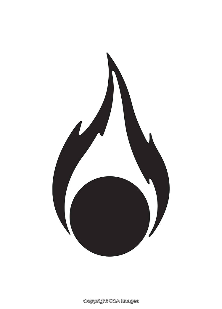 Minimalist Black and White Flaming Sphere Icon Design