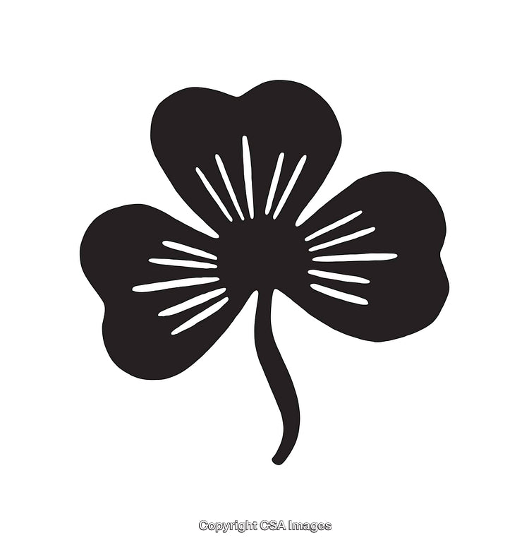 Black and White Three-Leaf Clover Icon with Simple Design