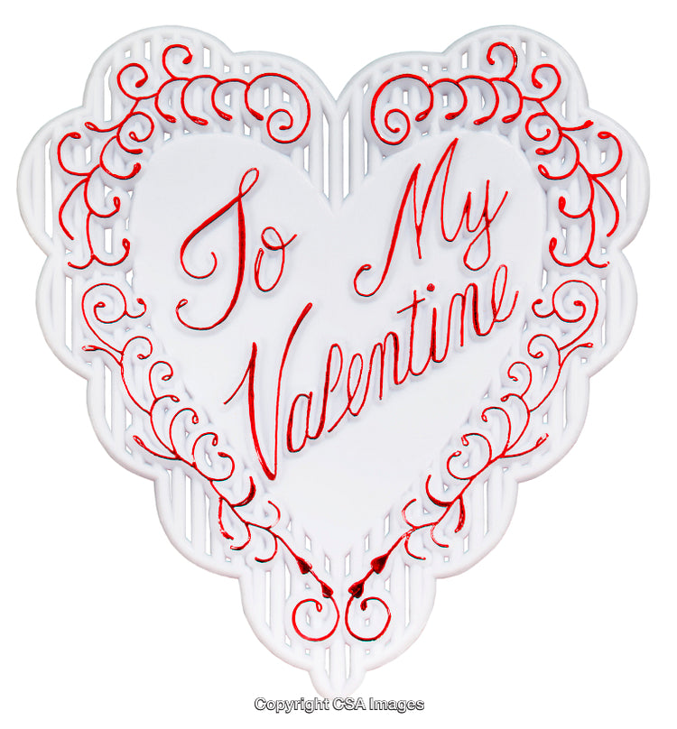 Heart Shaped Valentine's Day Decoration With Romantic Script and Swirl Details