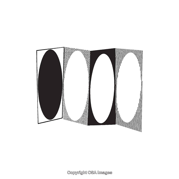 Abstract Black and White Geometric Design with Oval Shapes and Patterns